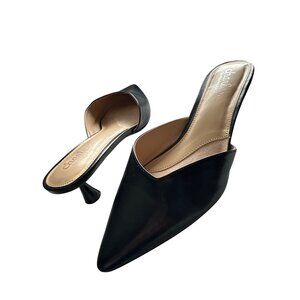 Charles By Charles Black Aloe Mule David Black Pointed Toe Kitten Heels Size 8